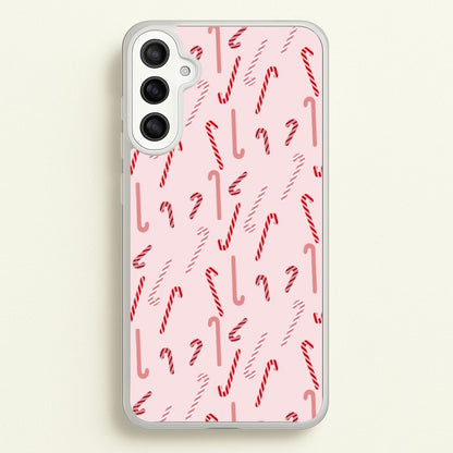 Pink Candycane Christmas Pattern  - Christmas Phone Case for Galaxy A34