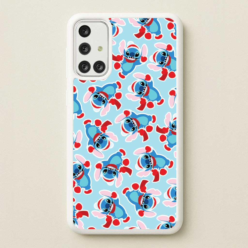 Blue Alien Christmas Pattern  - Disney Christmas Phone Case for Galaxy A71