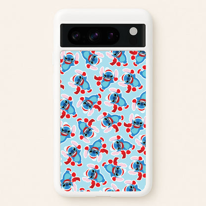 Blue Alien Christmas Pattern  - Disney Christmas Phone Case for Google Pixel 8 Pro