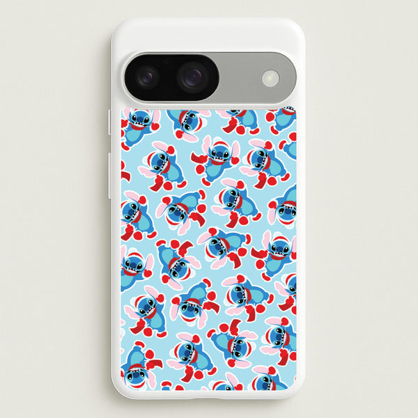 Blue Alien Christmas Pattern  - Disney Christmas Phone Case for Google Pixel 9 / 9 Pro