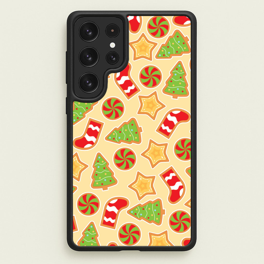 Gingerbread And Stocking Pattern  - Christmas Patterns Phone Case for Galaxy S22 Ultra