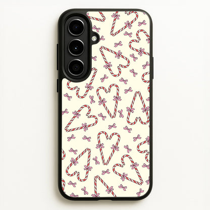 Candy Cane Love Heart Pattern  - Christmas Patterns Phone Case for Galaxy A56