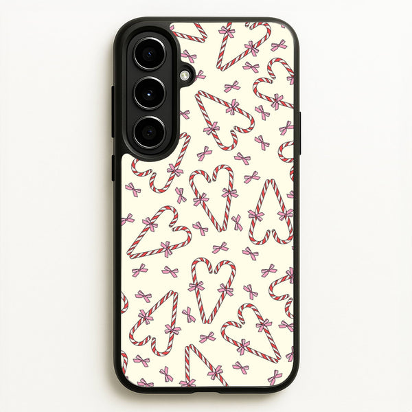 Candy Cane Love Heart Pattern  - Christmas Patterns Phone Case for Galaxy A56