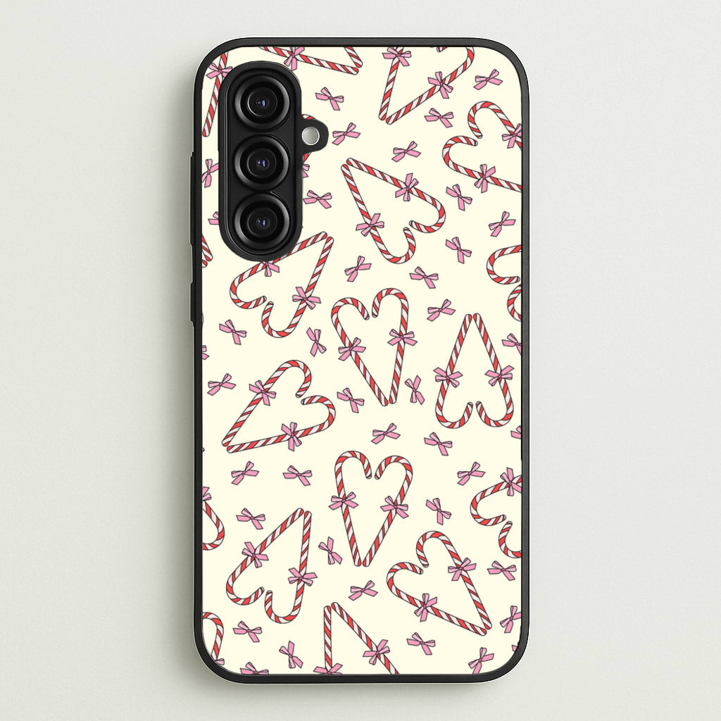 Candy Cane Love Heart Pattern  - Christmas Patterns Phone Case for Galaxy A16