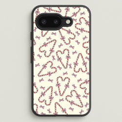 Candy Cane Love Heart Pattern  - Christmas Patterns Phone Case for Google Pixel 9a