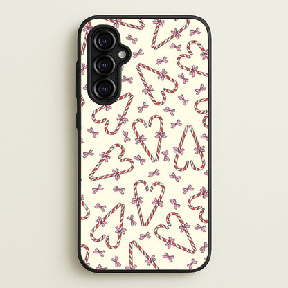Candy Cane Love Heart Pattern  - Christmas Patterns Phone Case for Galaxy A54