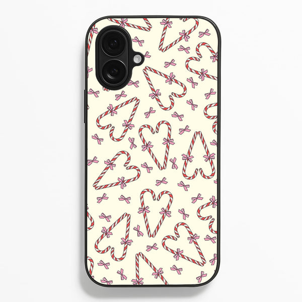 Candy Cane Love Heart Pattern  - Christmas Patterns Phone Case for iPhone 16 Plus