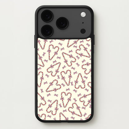 Candy Cane Love Heart Pattern Phone Case for iPhone 17 Pro Max