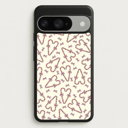 Candy Cane Love Heart Pattern Phone Case for Google Pixel 10 / 10 Pro
