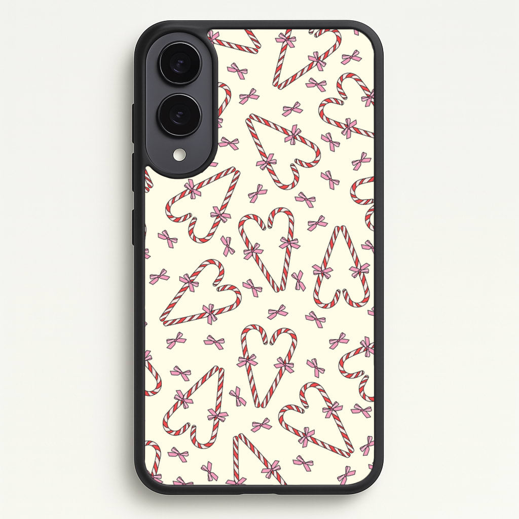 Candy Cane Love Heart Pattern  - Christmas Patterns Phone Case for Galaxy S25 Edge