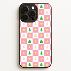 Pink And Green Tree Pattern  - Christmas Patterns Phone Case for iPhone 16 Pro Max