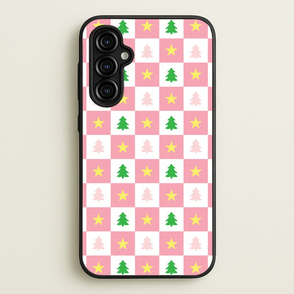 Pink And Green Tree Pattern  - Christmas Patterns Phone Case for Galaxy A54