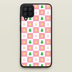 Pink And Green Tree Pattern  - Christmas Patterns Phone Case for Galaxy A12