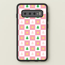 Pink And Green Tree Pattern  - Christmas Patterns Phone Case for Galaxy S10