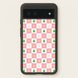 Pink And Green Tree Pattern  - Christmas Patterns Phone Case for Google Pixel 6
