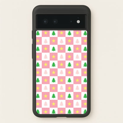 Pink And Green Tree Pattern  - Christmas Patterns Phone Case for Google Pixel 6