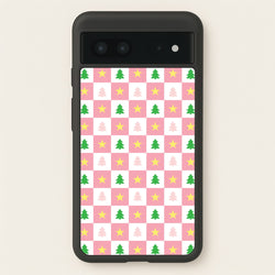 Pink And Green Tree Pattern  - Christmas Patterns Phone Case for Google Pixel 7