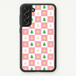 Pink And Green Tree Pattern  - Christmas Patterns Phone Case for Galaxy S22 Plus