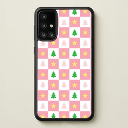 Pink And Green Tree Pattern  - Christmas Patterns Phone Case for Galaxy A71