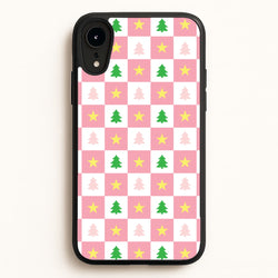 Pink And Green Tree Pattern  - Christmas Patterns Phone Case for iPhone XR