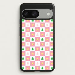 Pink And Green Tree Pattern  - Christmas Patterns Phone Case for Google Pixel 9 / 9 Pro