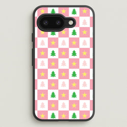 Pink And Green Tree Pattern  - Christmas Patterns Phone Case for Google Pixel 9a