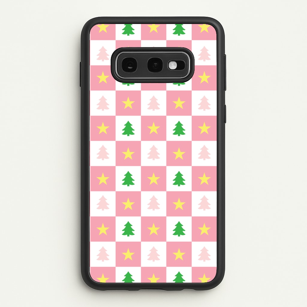 Pink And Green Tree Pattern  - Christmas Patterns Phone Case for Galaxy S10e