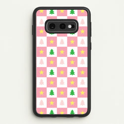 Pink And Green Tree Pattern  - Christmas Patterns Phone Case for Galaxy S10e