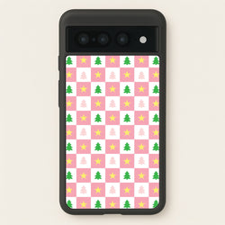 Pink And Green Tree Pattern  - Christmas Patterns Phone Case for Google Pixel 7 Pro