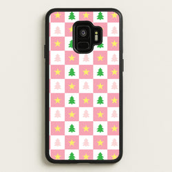 Pink And Green Tree Pattern  - Christmas Patterns Phone Case for Galaxy S9