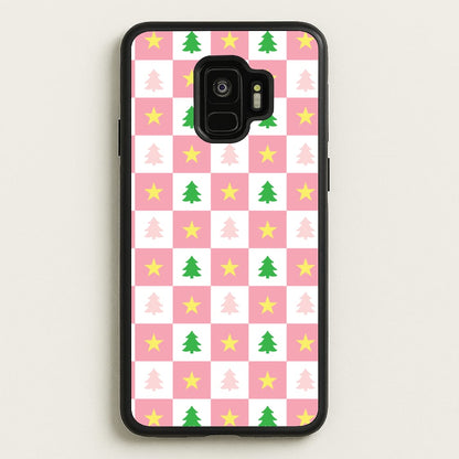 Pink And Green Tree Pattern  - Christmas Patterns Phone Case for Galaxy S9