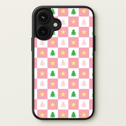 Pink And Green Tree Pattern Phone Case for iPhone 17