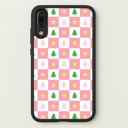 Pink And Green Tree Pattern  - Christmas Patterns Phone Case for Huawei P20