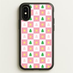 Pink And Green Tree Pattern  - Christmas Patterns Phone Case for iPhone X / XS