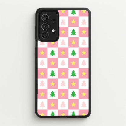 Pink And Green Tree Pattern  - Christmas Patterns Phone Case for Galaxy A52 / A52s