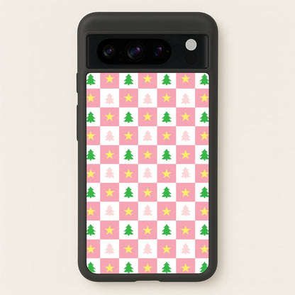 Pink And Green Tree Pattern  - Christmas Patterns Phone Case for Google Pixel 8 Pro