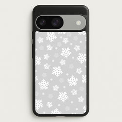 Grey Snowflake Pattern  - Christmas Patterns Phone Case for Google Pixel 9 / 9 Pro