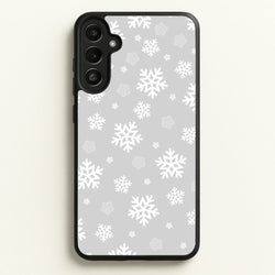 Grey Snowflake Pattern  - Christmas Patterns Phone Case for Galaxy A34