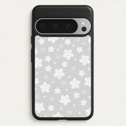 Grey Snowflake Pattern  - Christmas Patterns Phone Case for Google Pixel 9 Pro XL