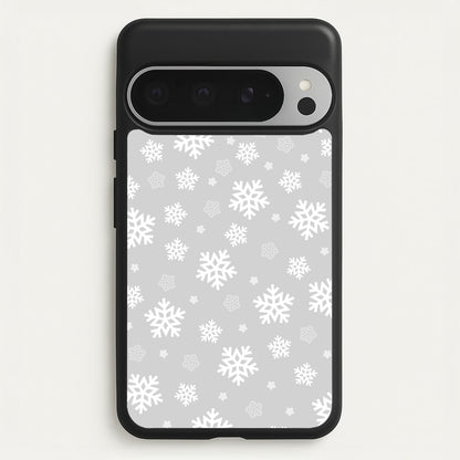 Grey Snowflake Pattern  - Christmas Patterns Phone Case for Google Pixel 9 Pro XL