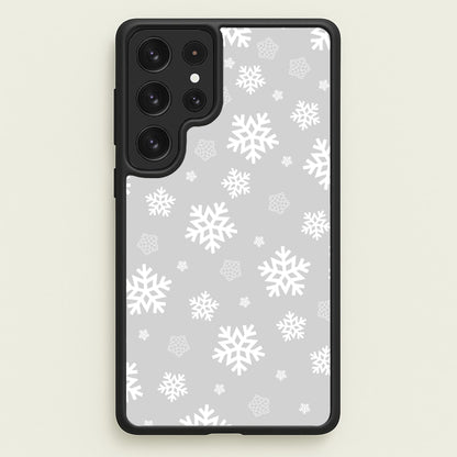 Grey Snowflake Pattern  - Christmas Patterns Phone Case for Galaxy S23 Ultra