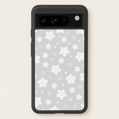 Grey Snowflake Pattern  - Christmas Patterns Phone Case for Google Pixel 8 Pro