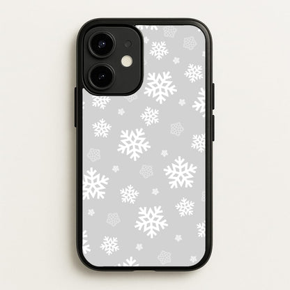 Grey Snowflake Pattern  - Christmas Patterns Phone Case for iPhone 12 / 12 Pro