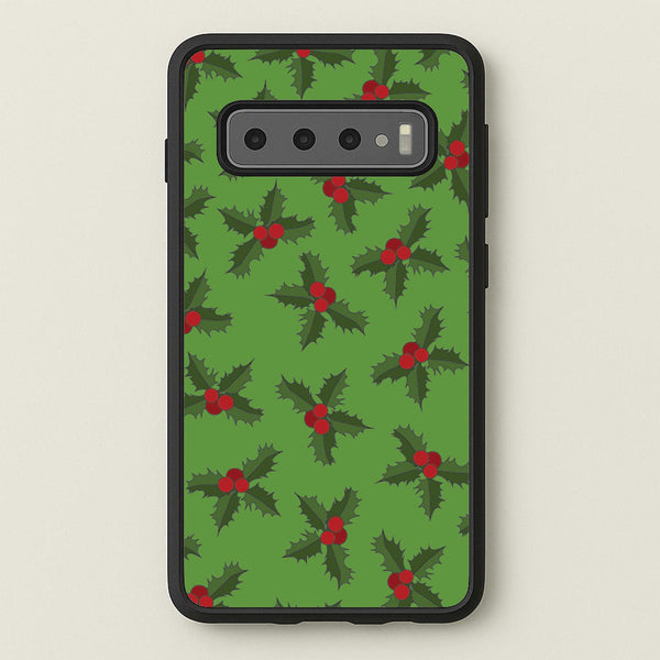 Holly Pattern  - Christmas Patterns Phone Case for Galaxy S10