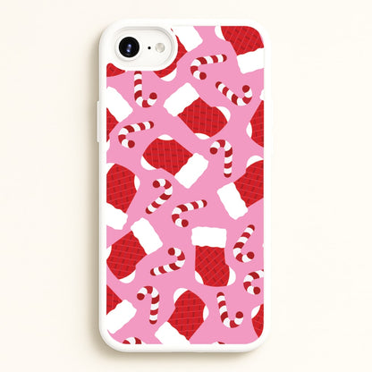 Pink Stocking Pattern  - Christmas Patterns Phone Case for iPhone 6 Plus / 7 Plus / 8 Plus