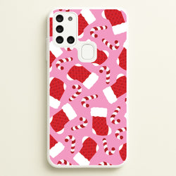 Pink Stocking Pattern  - Christmas Patterns Phone Case for Galaxy A21s