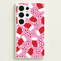Pink Stocking Pattern  - Christmas Patterns Phone Case for Galaxy S25 Ultra
