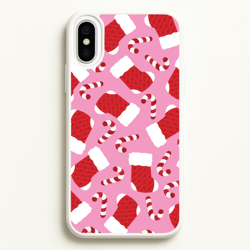 Pink Stocking Pattern  - Christmas Patterns Phone Case for iPhone XS Max