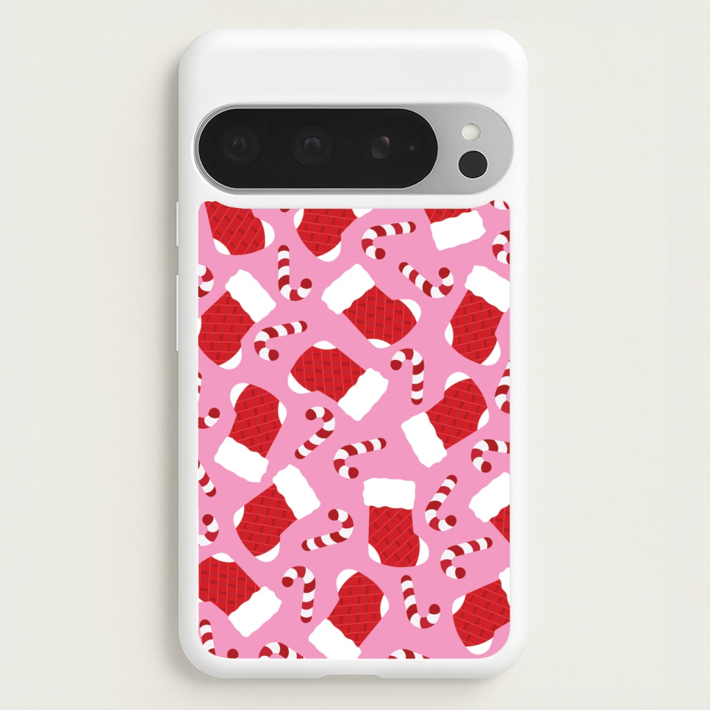Pink Stocking Pattern  - Christmas Patterns Phone Case for Google Pixel 9 Pro XL