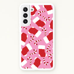 Pink Stocking Pattern  - Christmas Patterns Phone Case for Galaxy S21 Plus